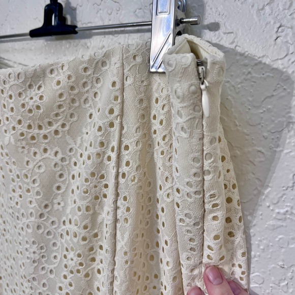 A New Day Cream Eyelet Lace Midi Skirt Women Size 12 Side Slit NWT Cottage Boho - Picture 4 of 8